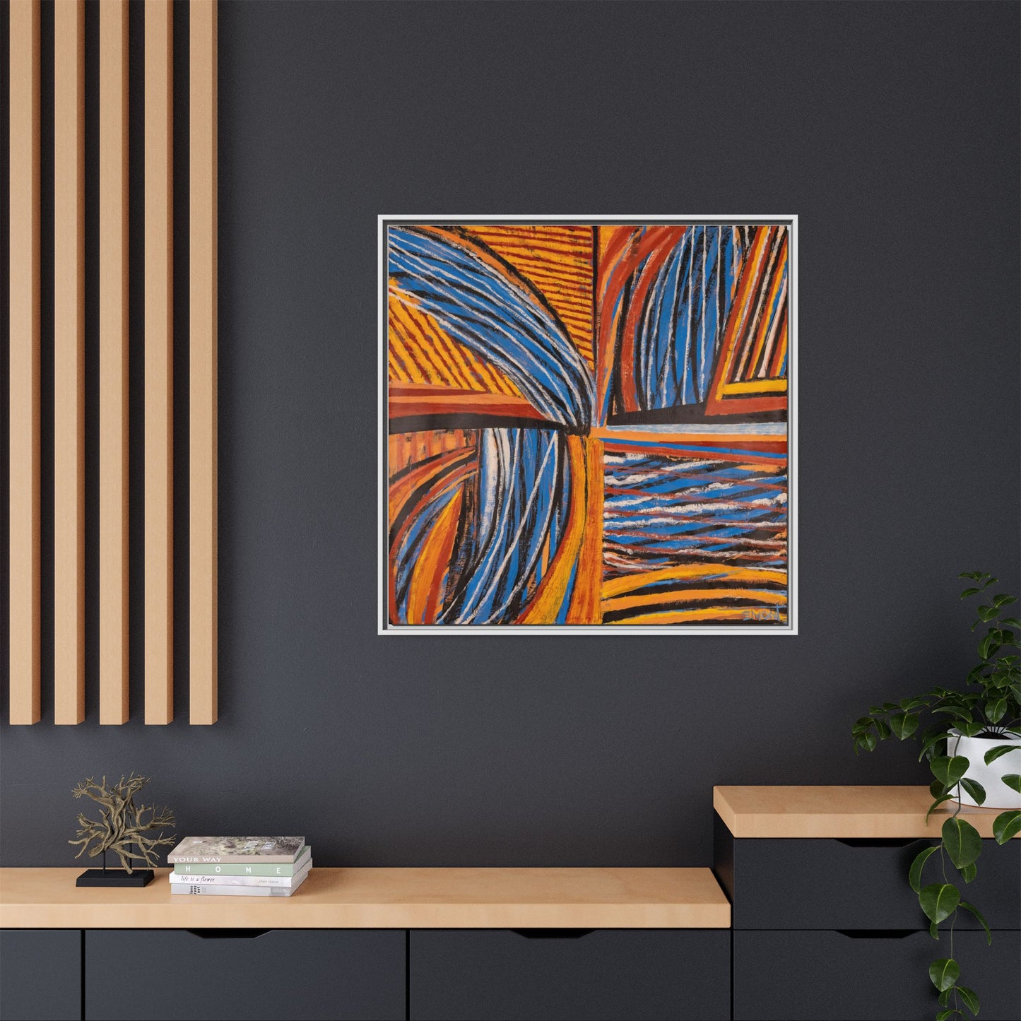 Orange and Blue Abstract Wall Print