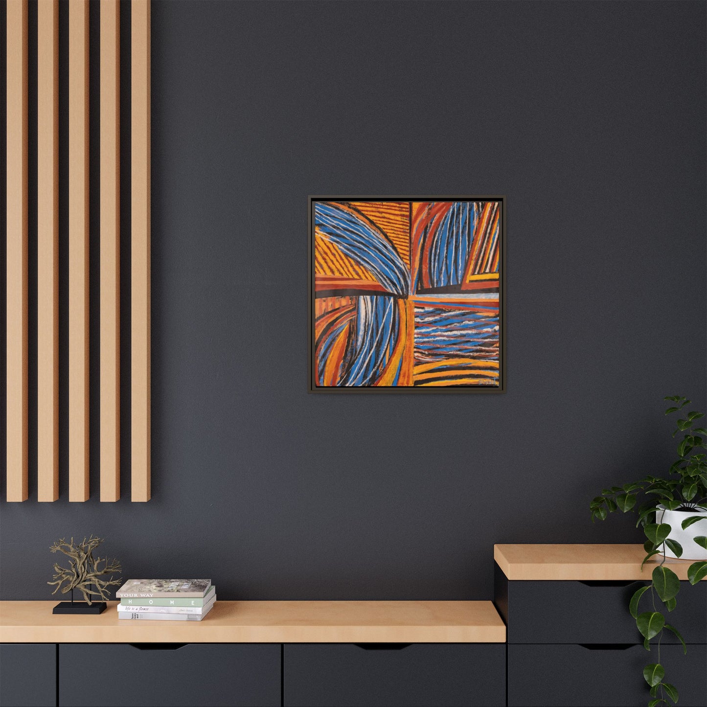 Orange and Blue Abstract Wall Print