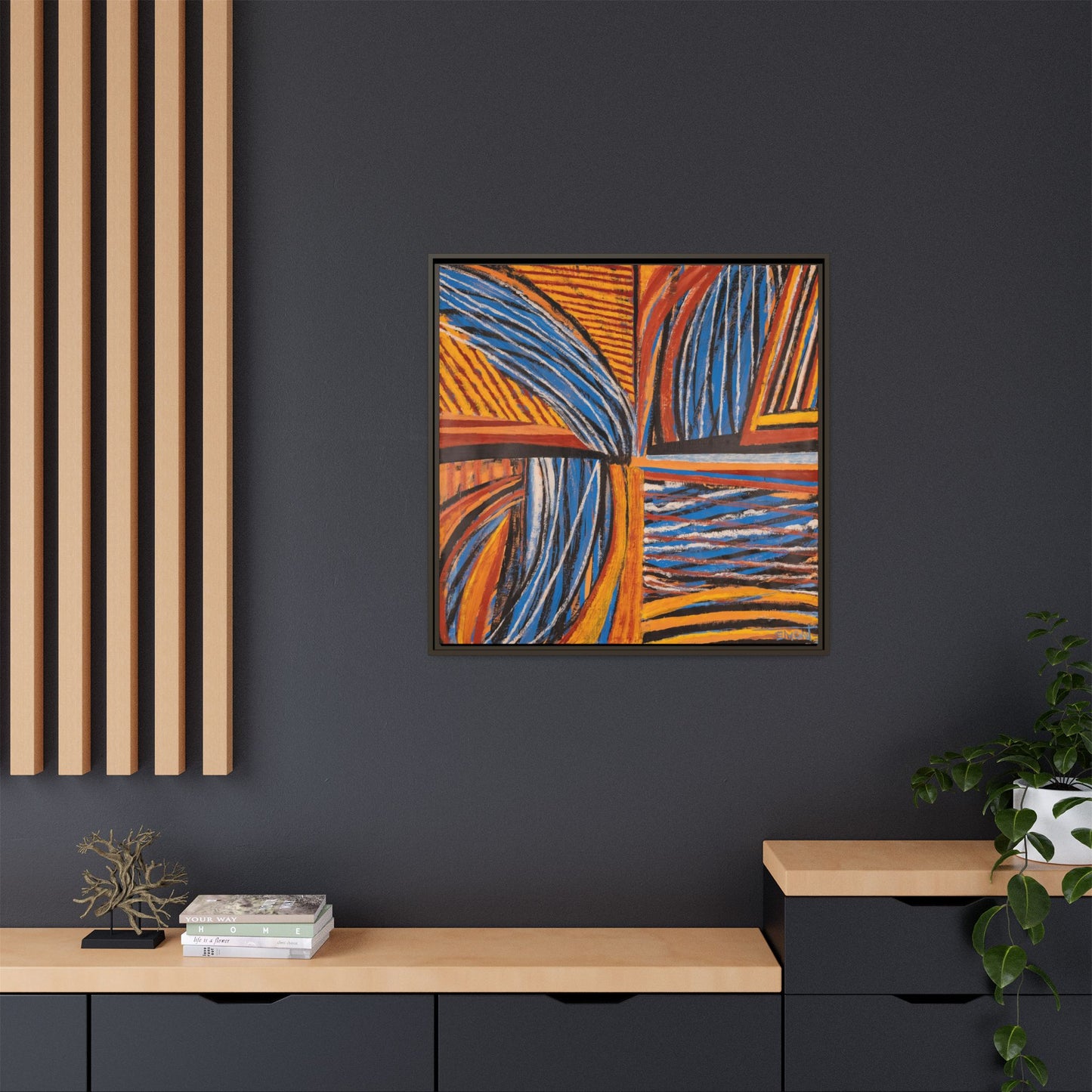 Orange and Blue Abstract Wall Print