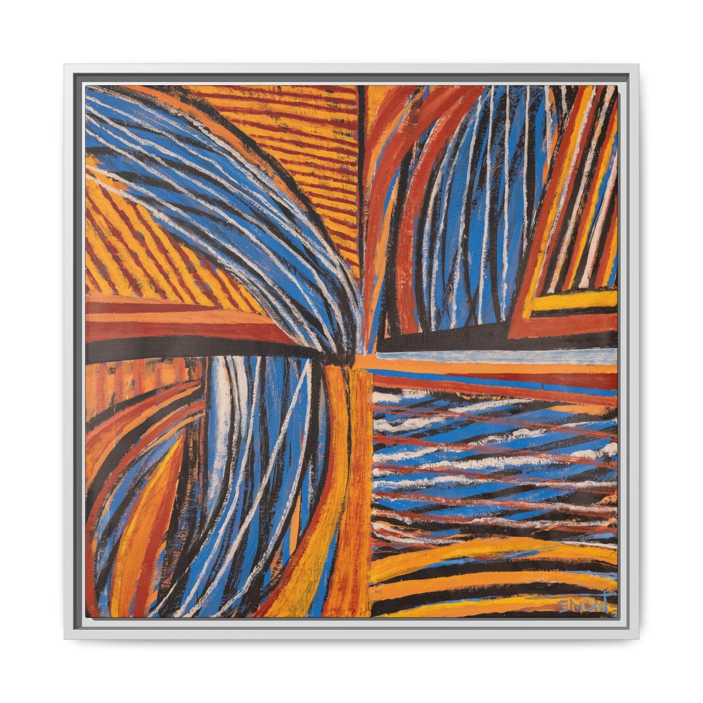 Orange and Blue Abstract Wall Print