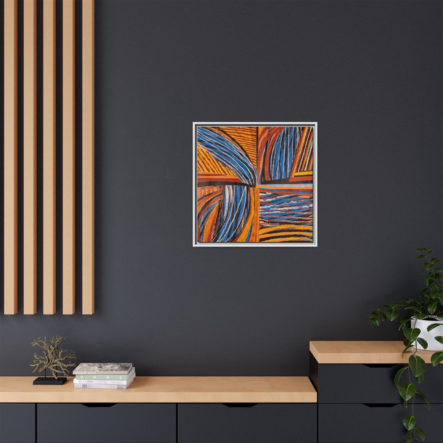 Orange and Blue Abstract Wall Print