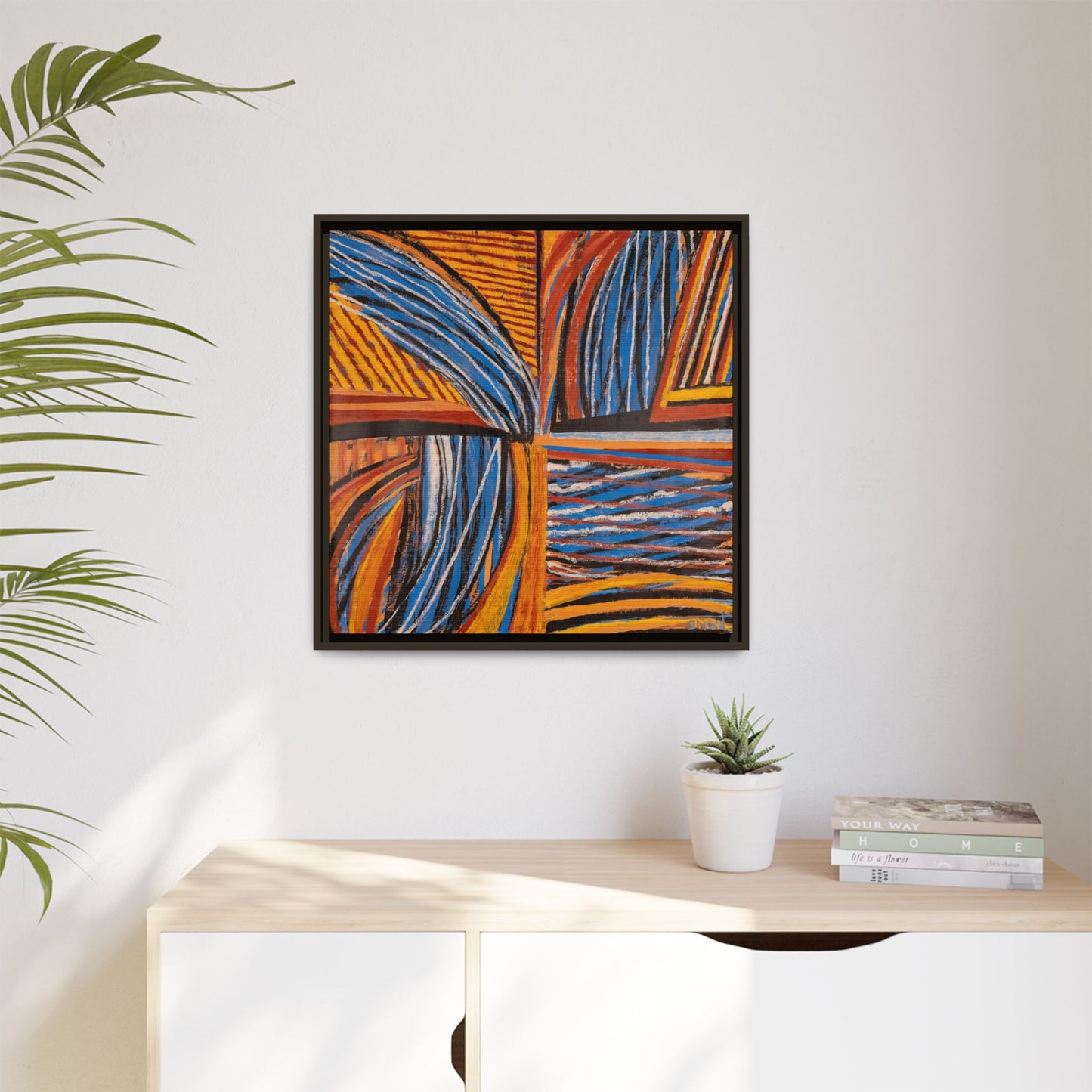 Orange and Blue Abstract Wall Print