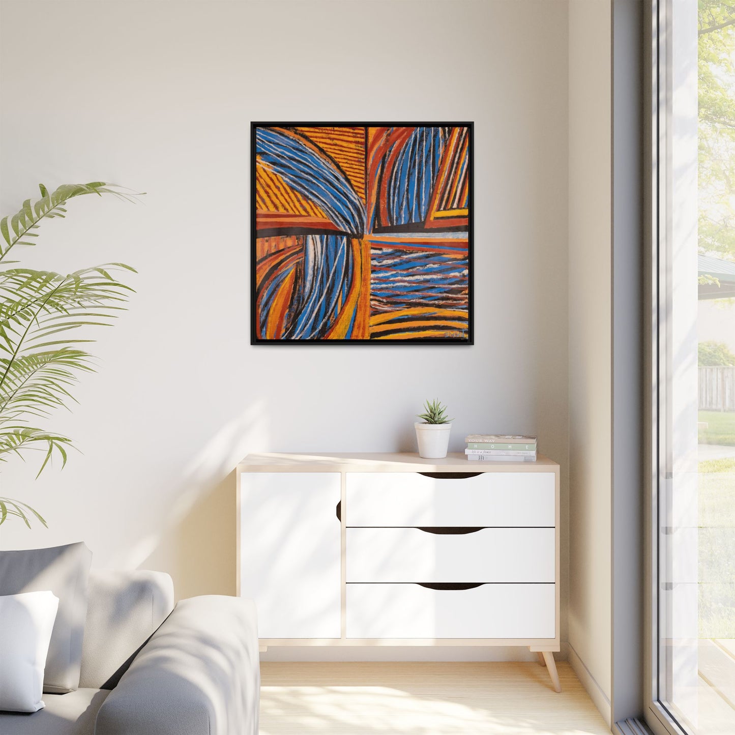 Orange and Blue Abstract Wall Print
