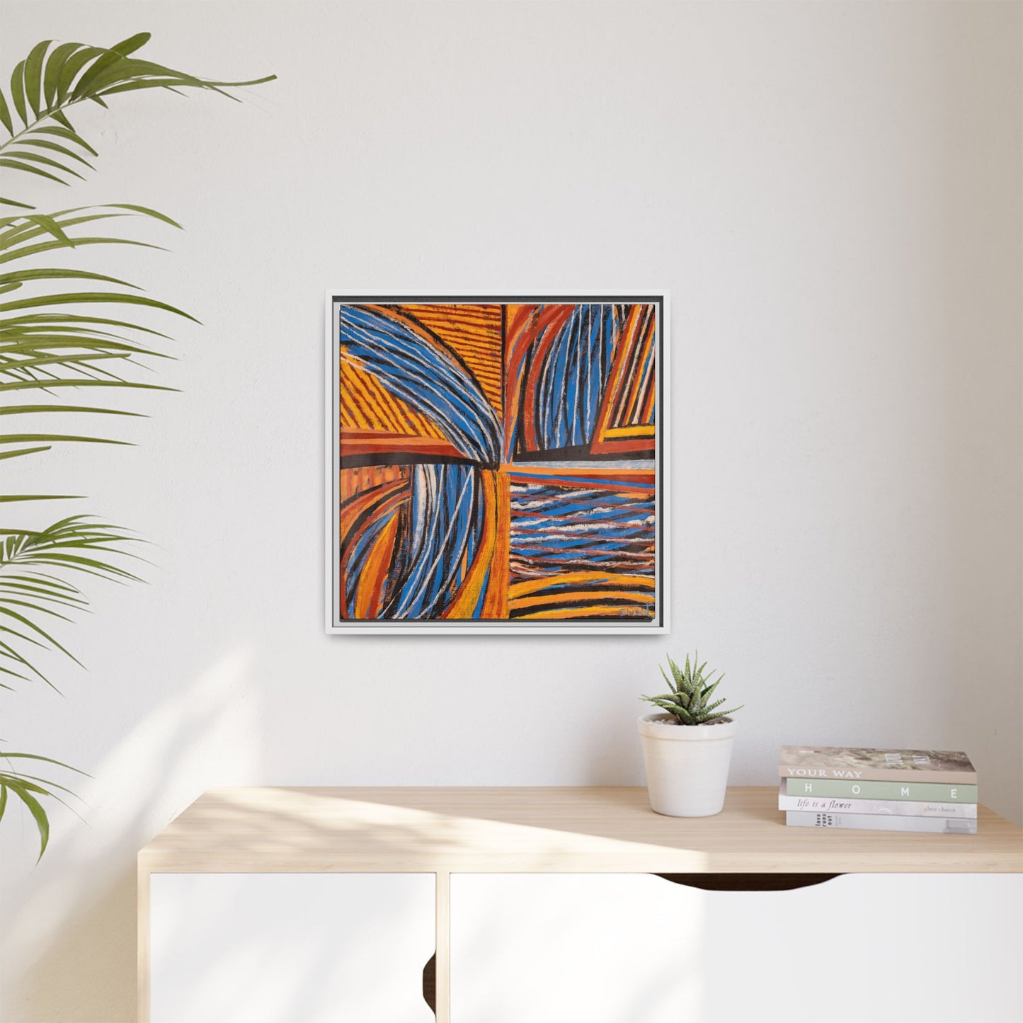 Orange and Blue Abstract Wall Print
