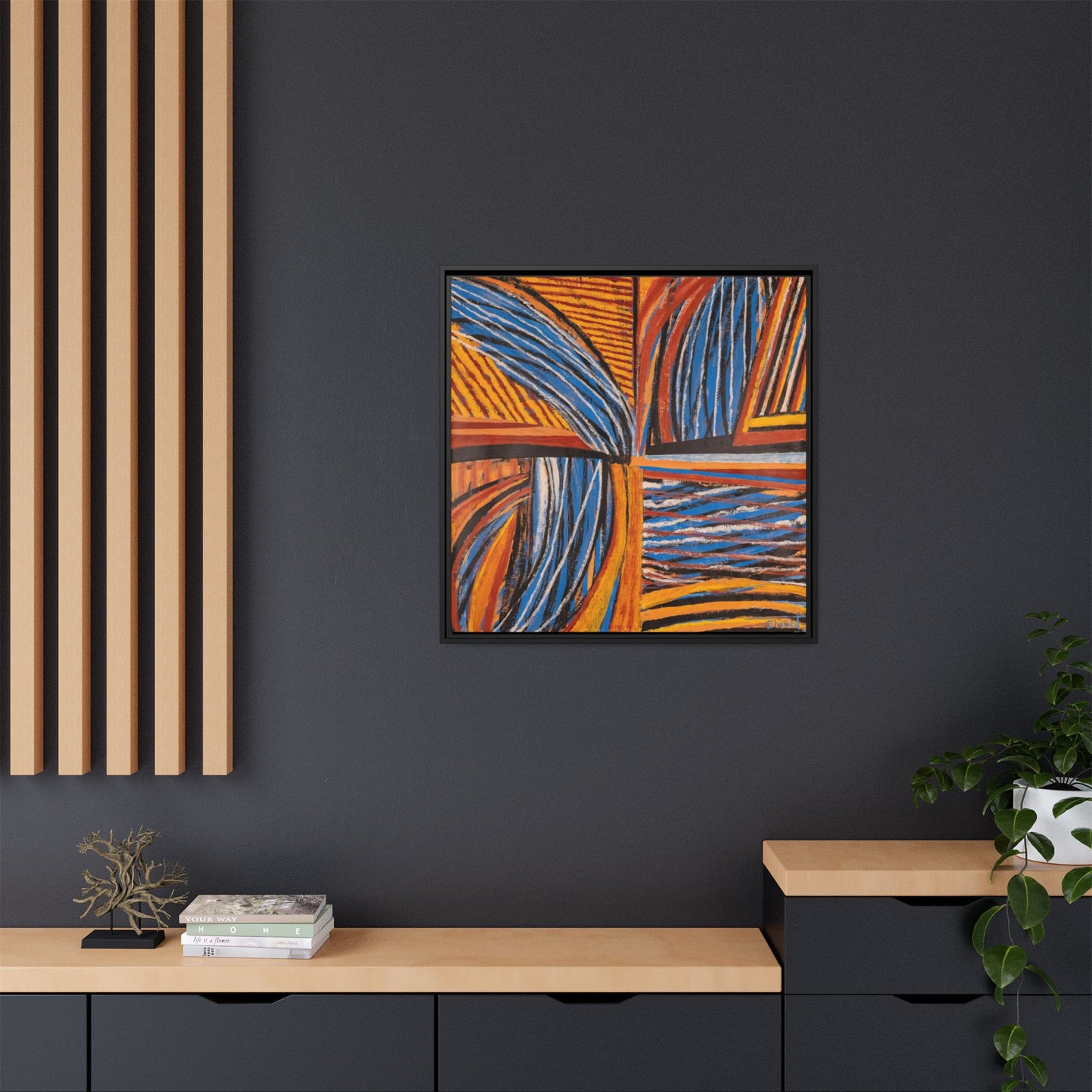 Orange and Blue Abstract Wall Print