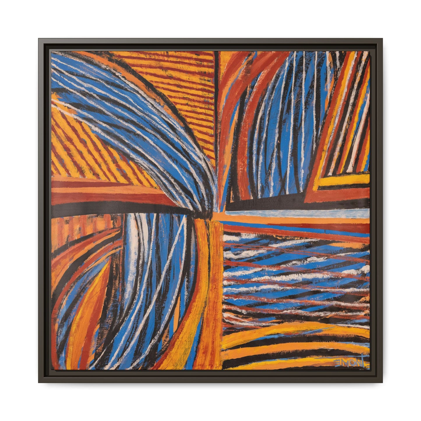 Orange and Blue Abstract Wall Print