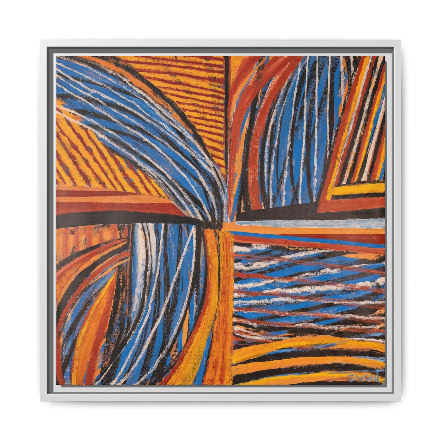 Orange and Blue Abstract Wall Print
