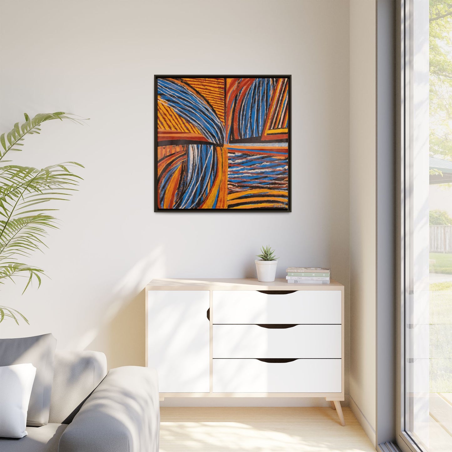 Orange and Blue Abstract Wall Print