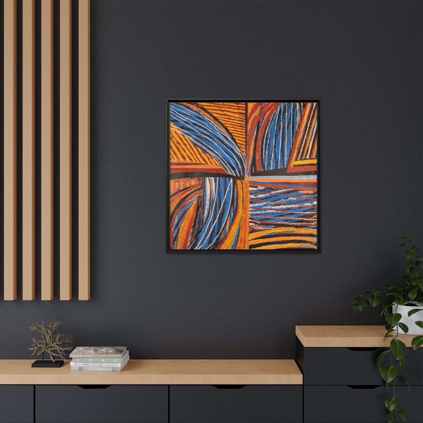 Orange and Blue Abstract Wall Print