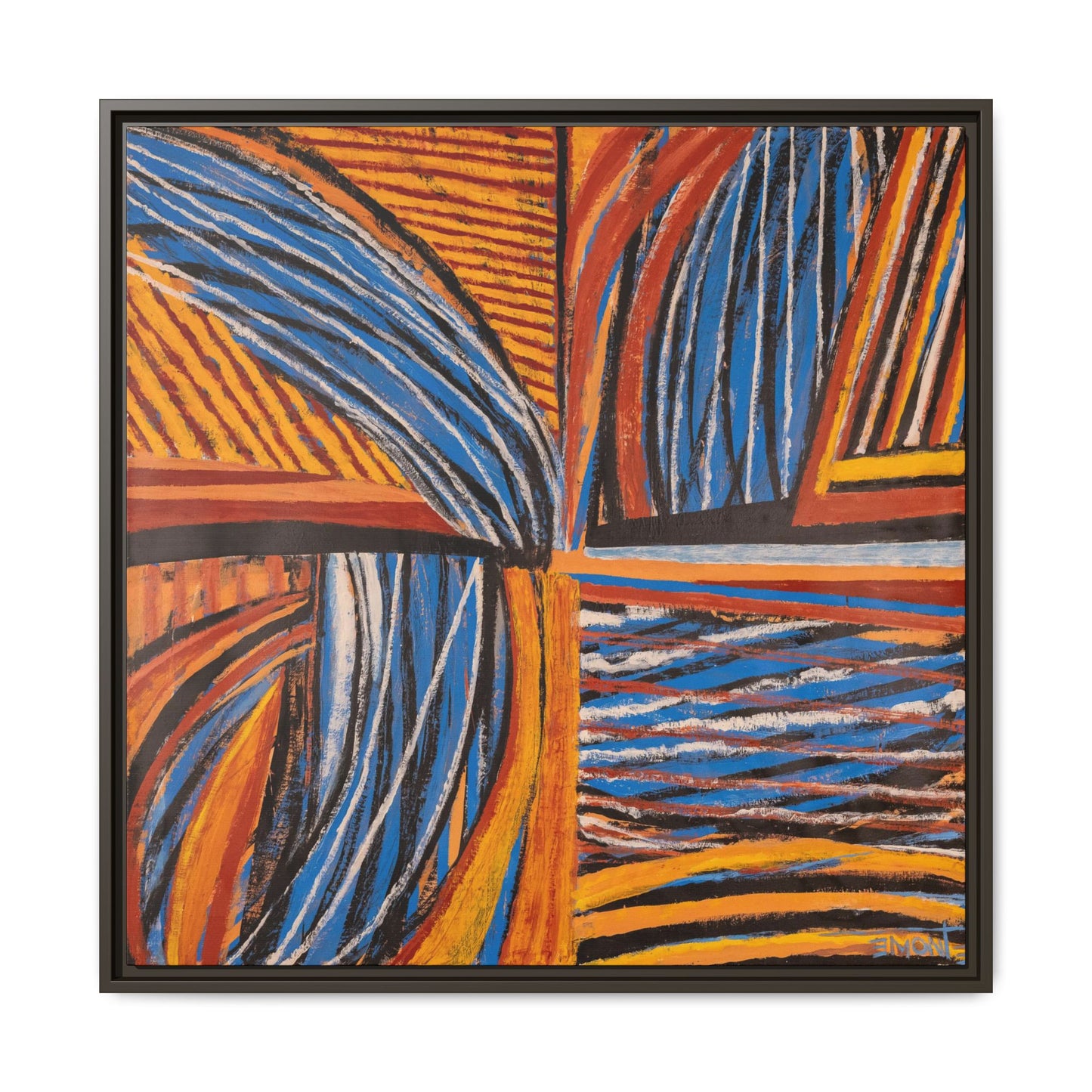 Orange and Blue Abstract Wall Print