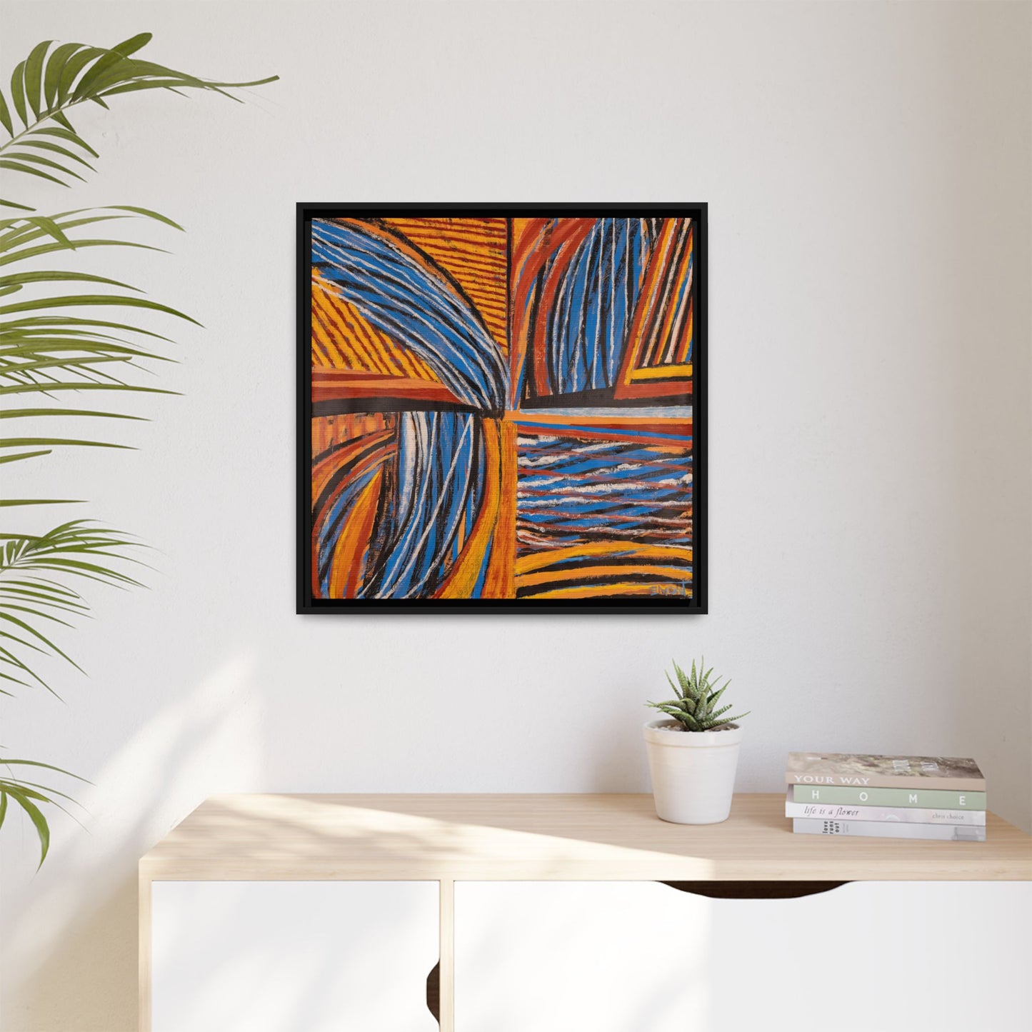 Orange and Blue Abstract Wall Print