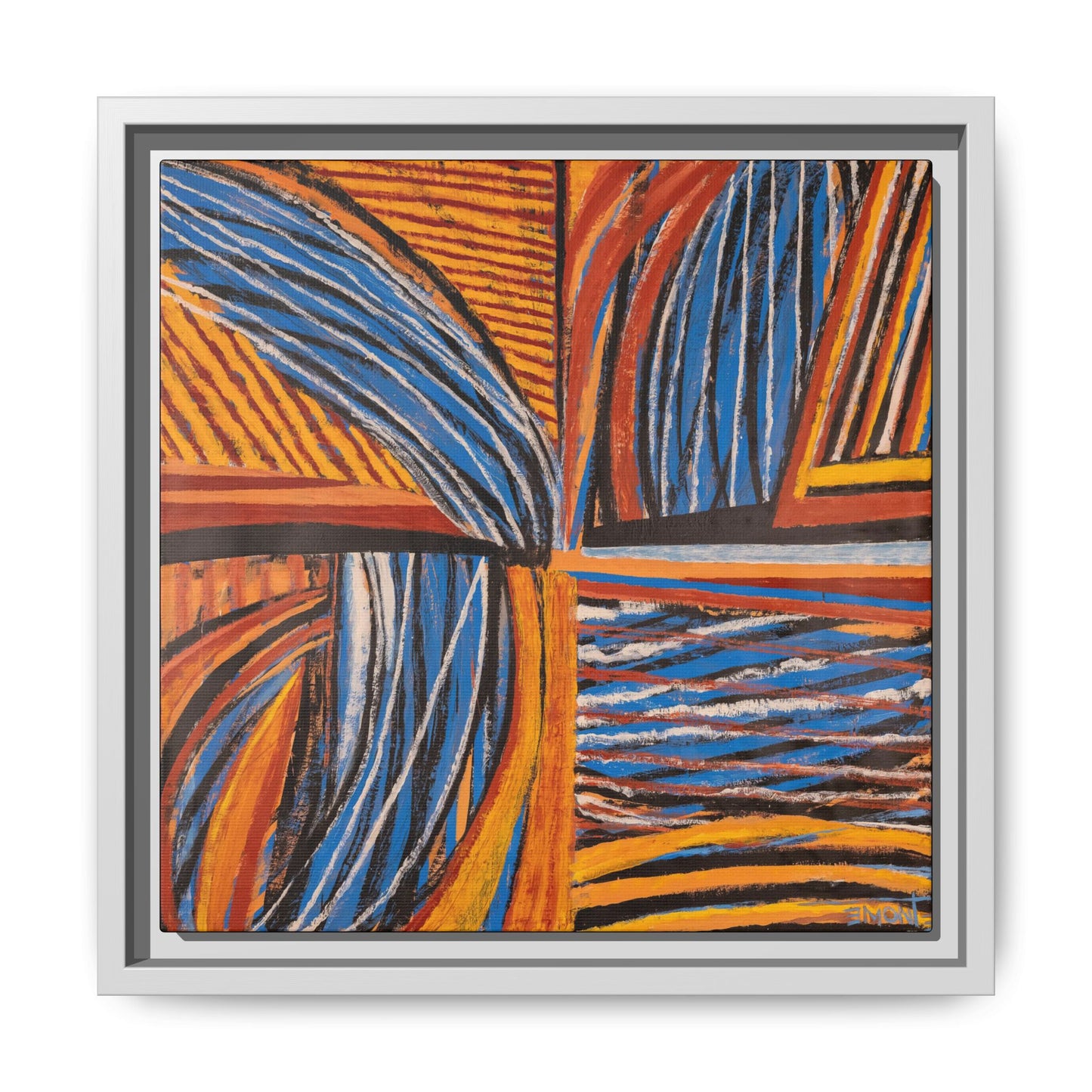 Orange and Blue Abstract Wall Print