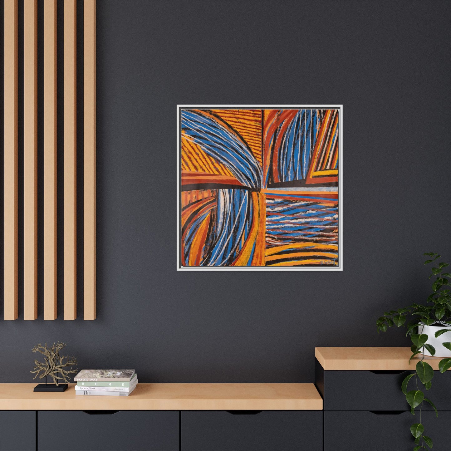 Orange and Blue Abstract Wall Print