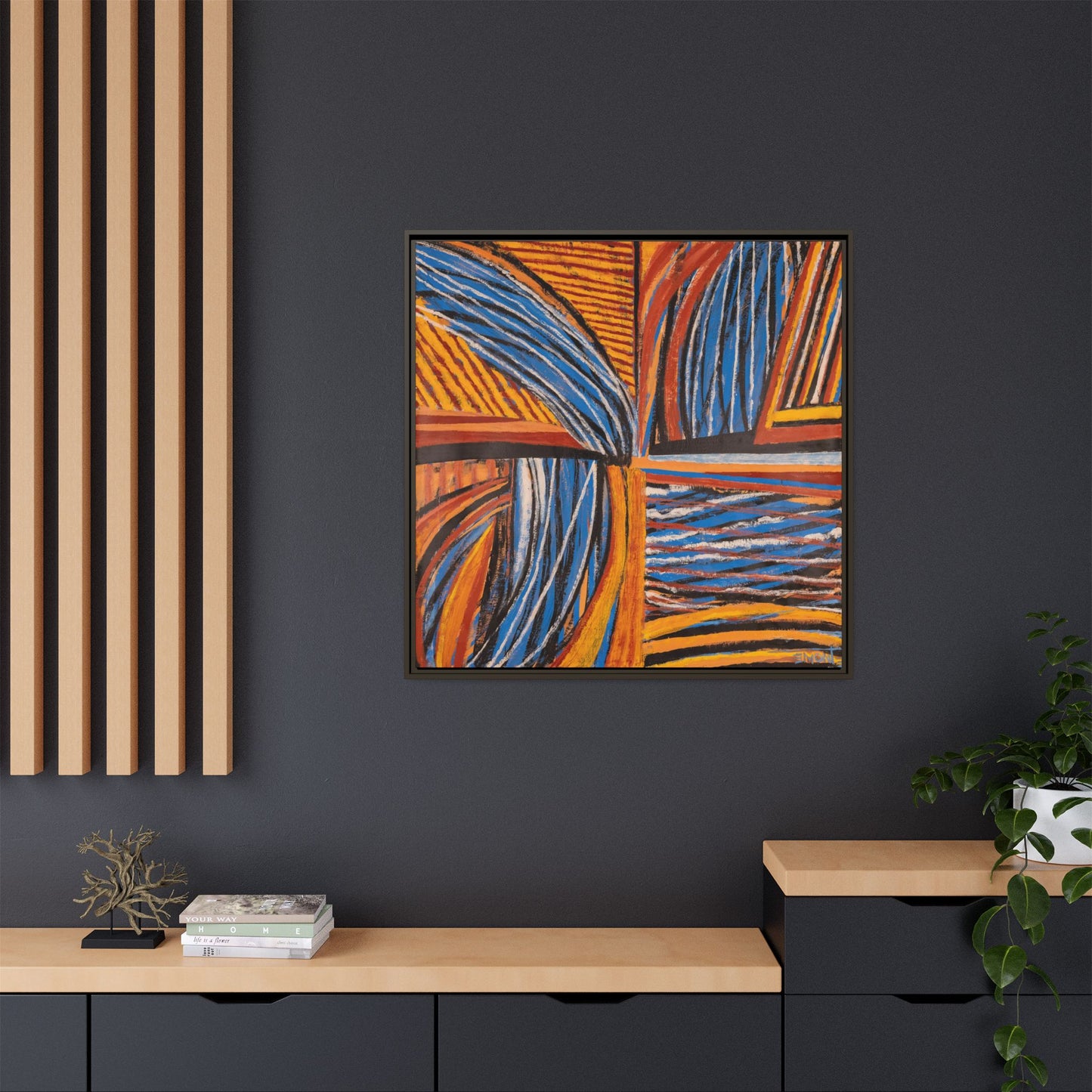 Orange and Blue Abstract Wall Print
