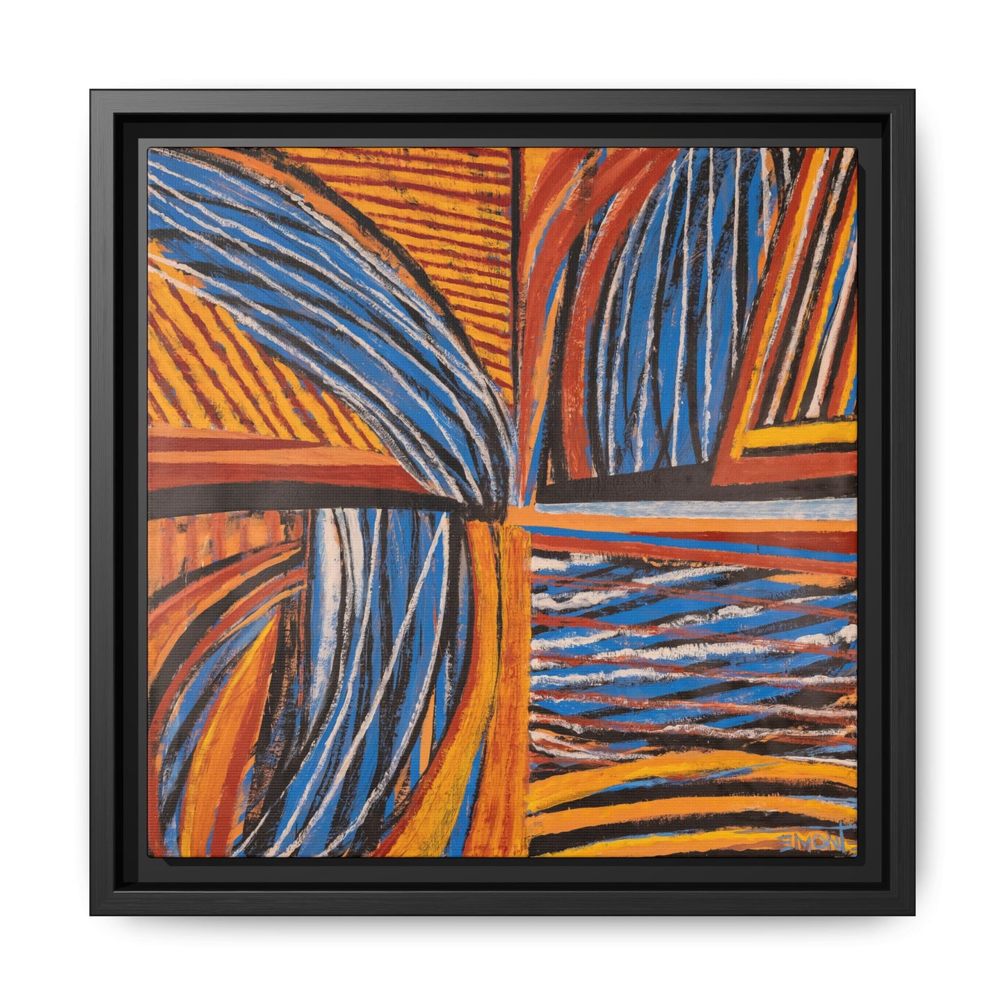 Orange and Blue Abstract Wall Print