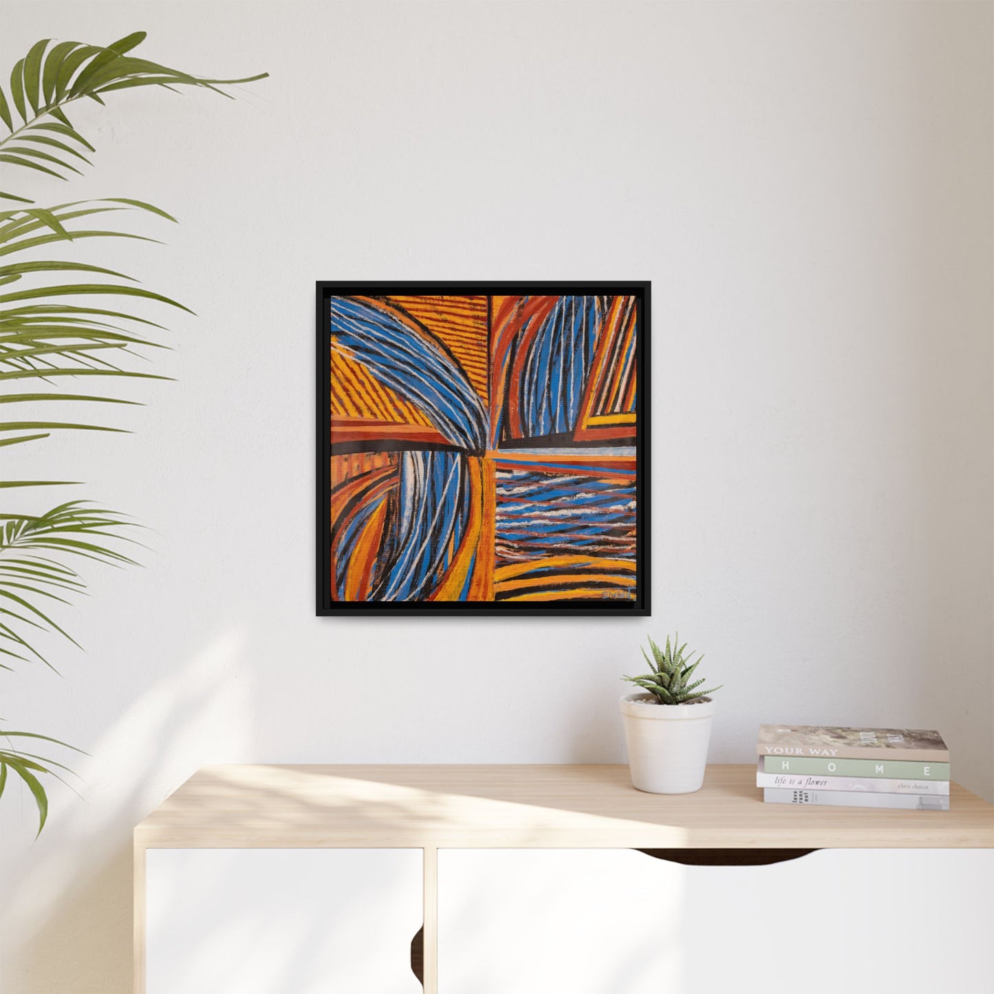 Orange and Blue Abstract Wall Print