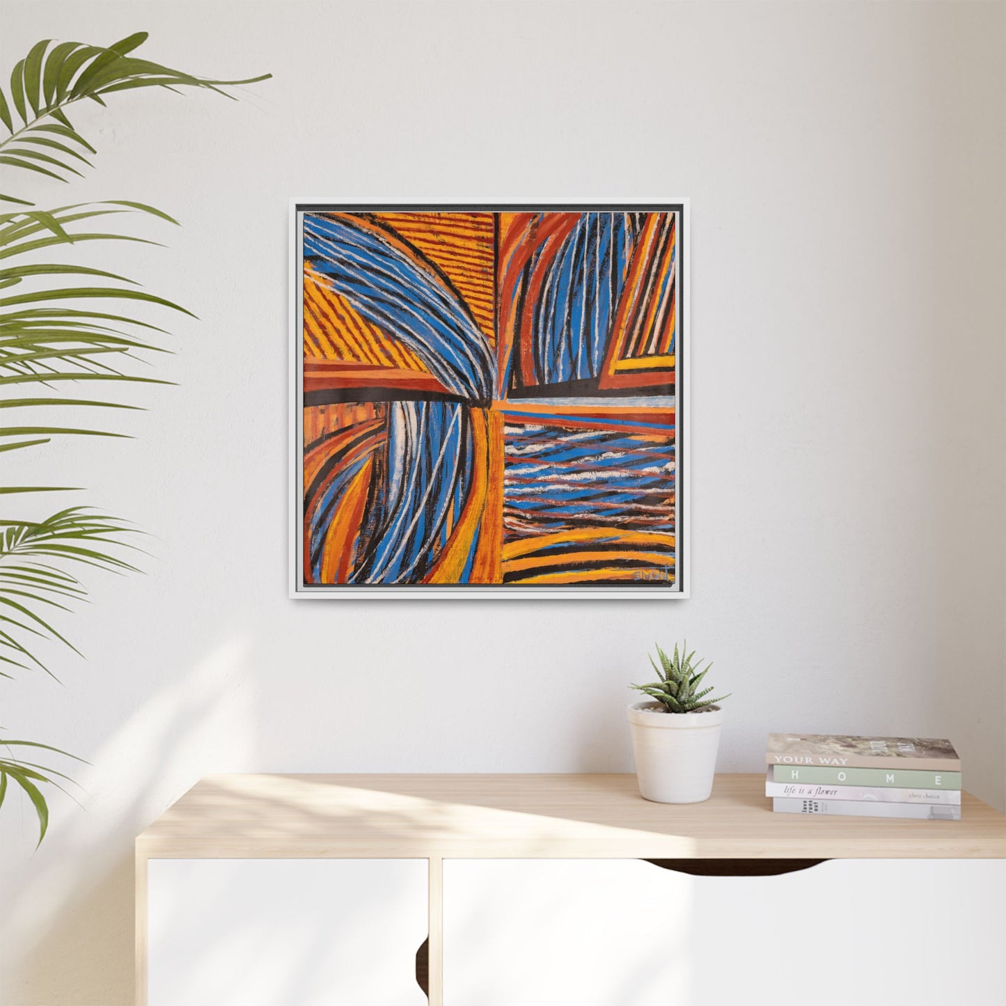 Orange and Blue Abstract Wall Print