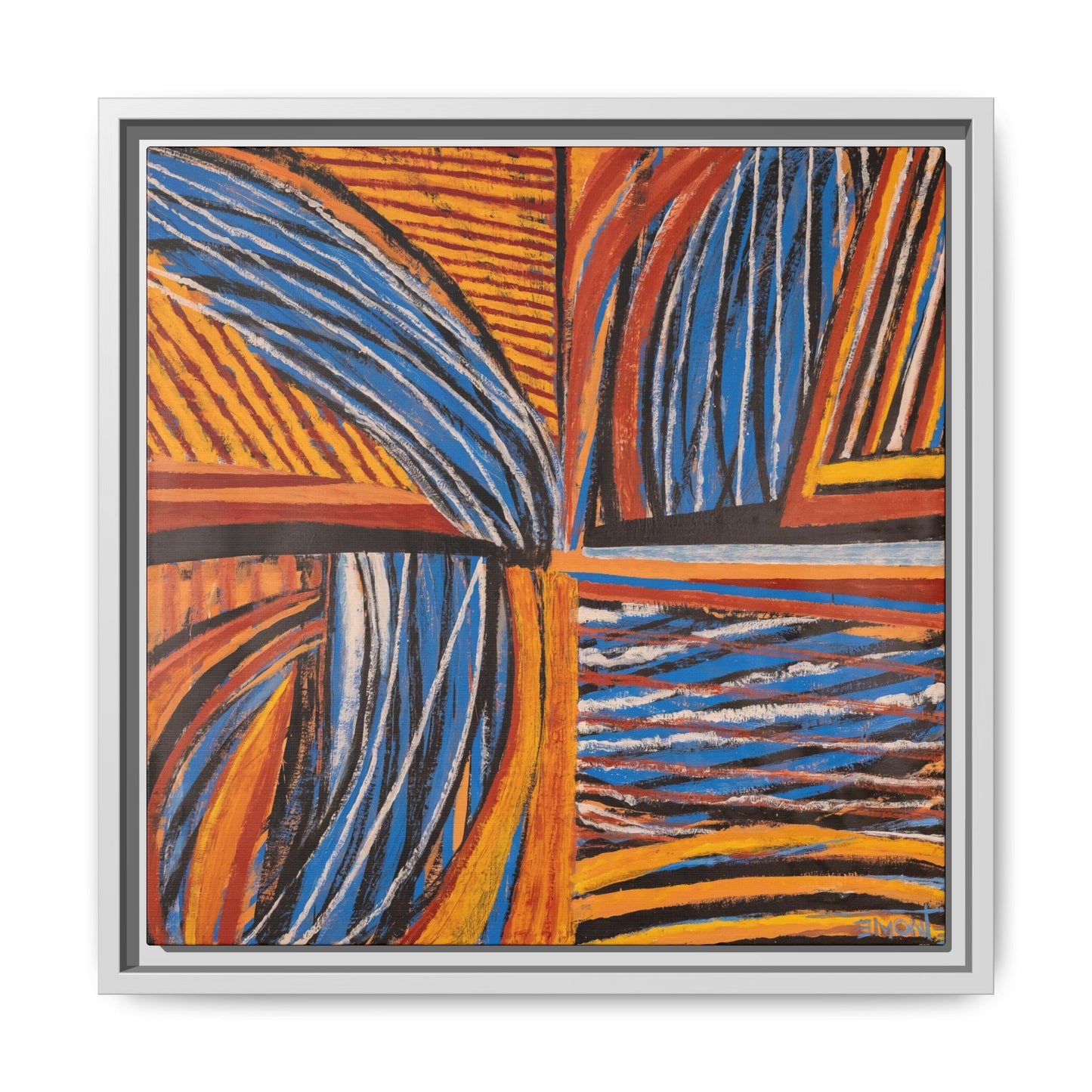 Orange and Blue Abstract Wall Print