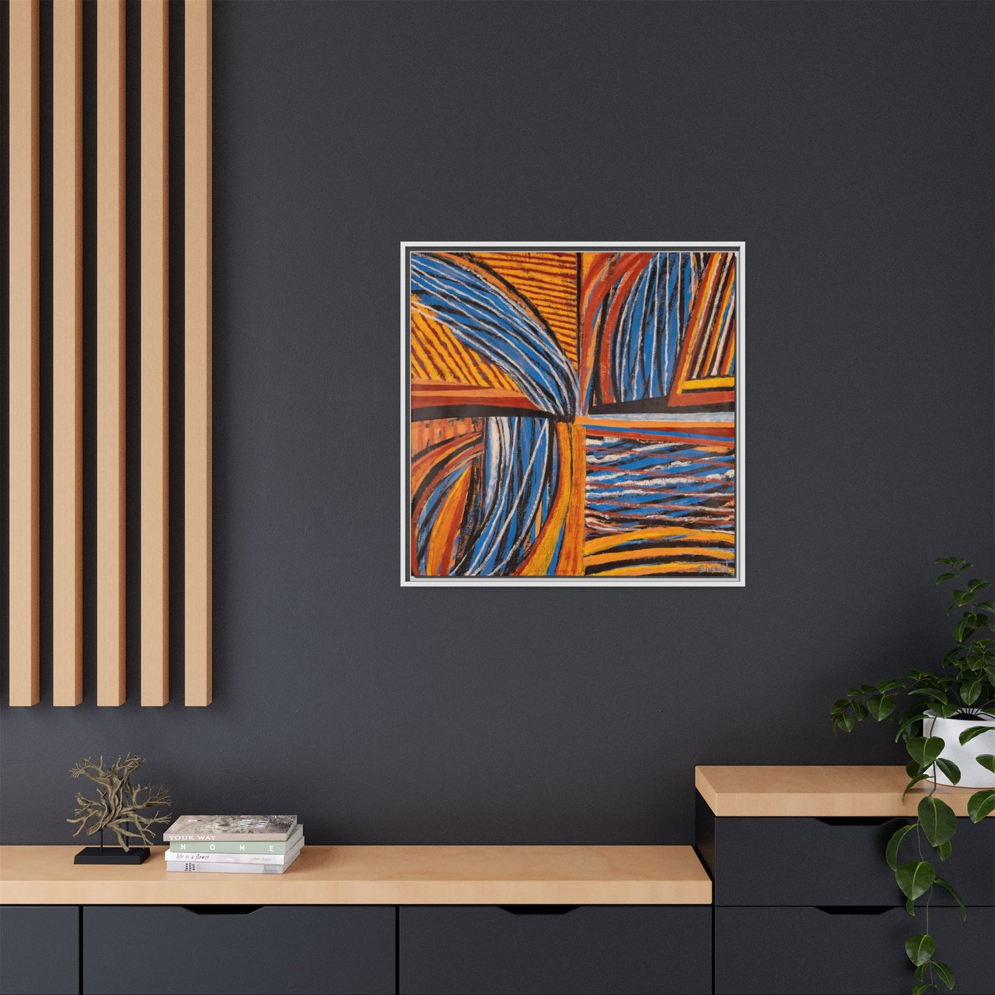 Orange and Blue Abstract Wall Print
