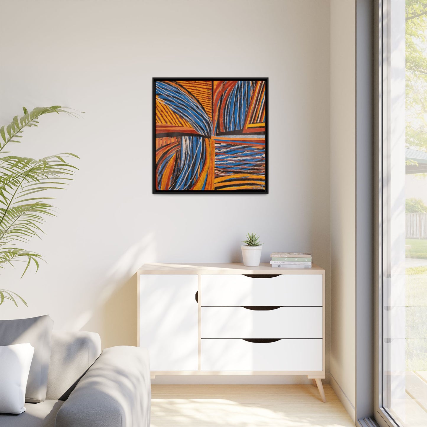 Orange and Blue Abstract Wall Print