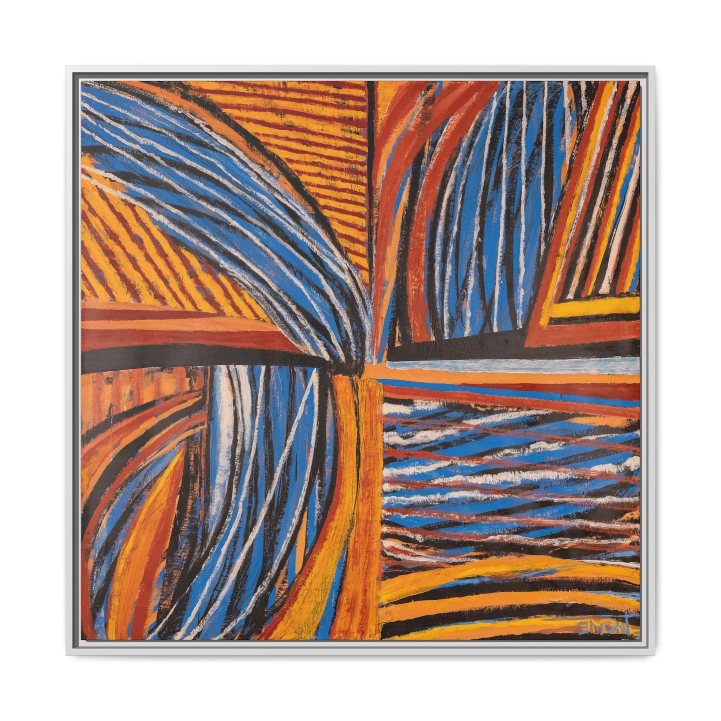 Orange and Blue Abstract Wall Print
