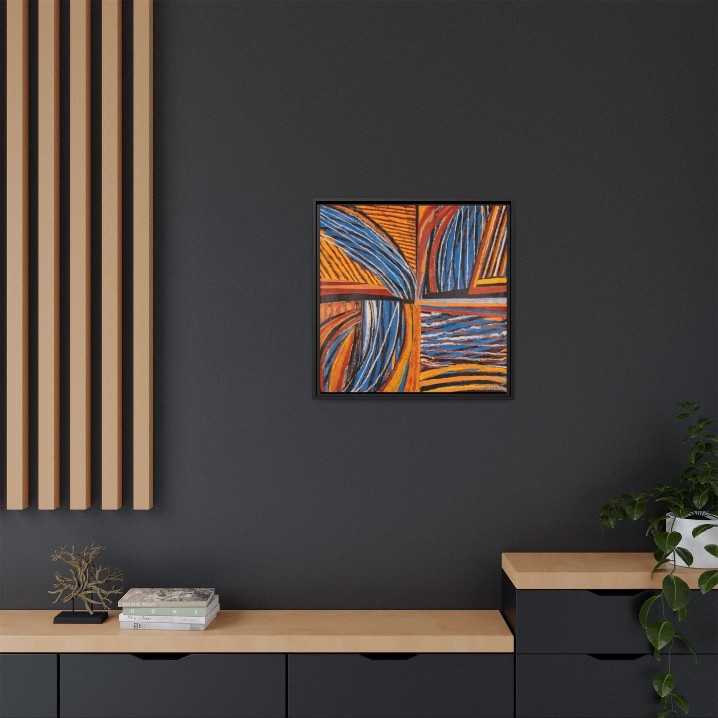 Orange and Blue Abstract Wall Print
